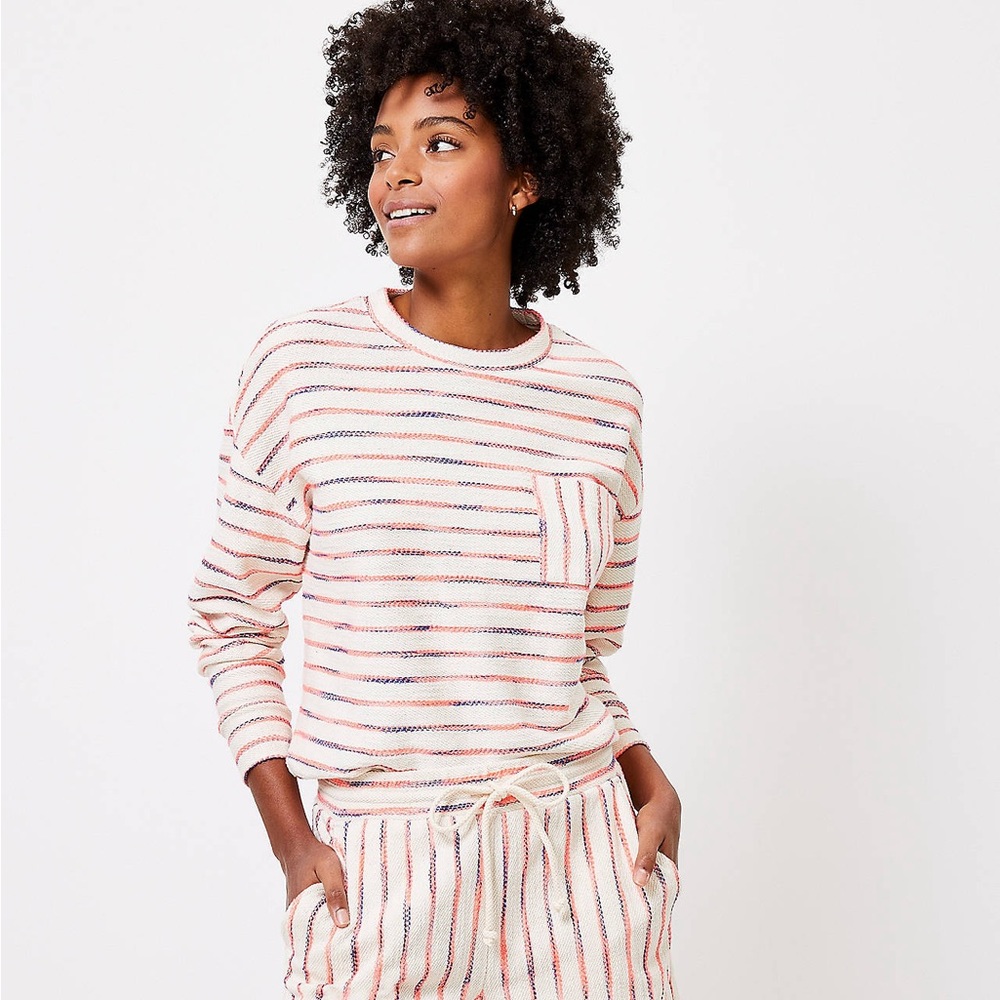 Lou & Grey Neon Striped Terry Pocket Top
